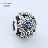 925 Sterling CZ Flower Bead Charm for Bracelet