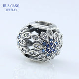 925 Sterling CZ Flower Bead Charm for Bracelet
