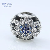 925 Sterling CZ Flower Bead Charm for Bracelet