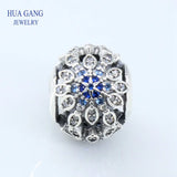 925 Sterling CZ Flower Bead Charm for Bracelet