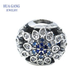 925 Sterling CZ Flower Bead Charm for Bracelet
