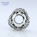 925 Sterling CZ Flower Bead Charm for Bracelet