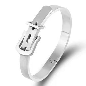 Stainless Steel Belt Buckle Bangle Bracelet Men Women