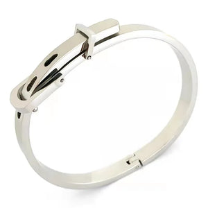 Stainless Steel Belt Buckle Bangle Bracelet Men Women