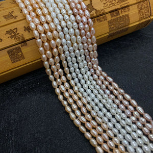 AA Natural Freshwater Pearl 3-3.5mm Rice Beads DIY Jewelry Making Necklace