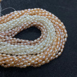 AA Natural Freshwater Pearl 3-3.5mm Rice Beads DIY Jewelry Making Necklace