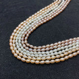 AA Natural Freshwater Pearl 3-3.5mm Rice Beads DIY Jewelry Making Necklace