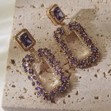 Treasure 925 Silver Purple Diamond Earrings Fine Jewelry Gift