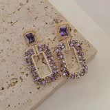 Treasure 925 Silver Purple Diamond Earrings Fine Jewelry Gift