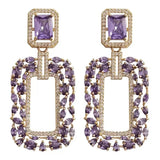Treasure 925 Silver Purple Diamond Earrings Fine Jewelry Gift