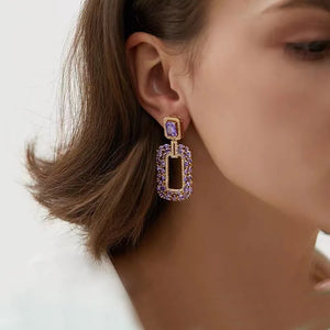 Treasure 925 Silver Purple Diamond Earrings Fine Jewelry Gift