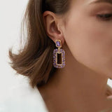 Treasure 925 Silver Purple Diamond Earrings Fine Jewelry Gift