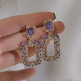 Treasure 925 Silver Purple Diamond Earrings Fine Jewelry Gift