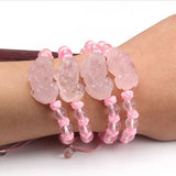 Crystal Pink Natural Crystal Bracelet for Women 8mm Beads Pixiu Stone Jewelry
