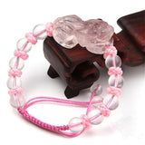 Crystal Pink Natural Crystal Bracelet for Women 8mm Beads Pixiu Stone Jewelry