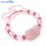 Crystal Pink Natural Crystal Bracelet for Women 8mm Beads Pixiu Stone Jewelry