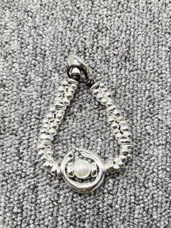 European & American 925 Silver Plated Pearl Double Row Bracelet