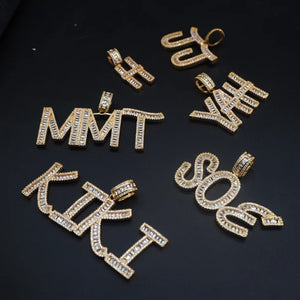 AAAA Rectangular Zircon Hip-hop Letters DIY Stitching Necklace