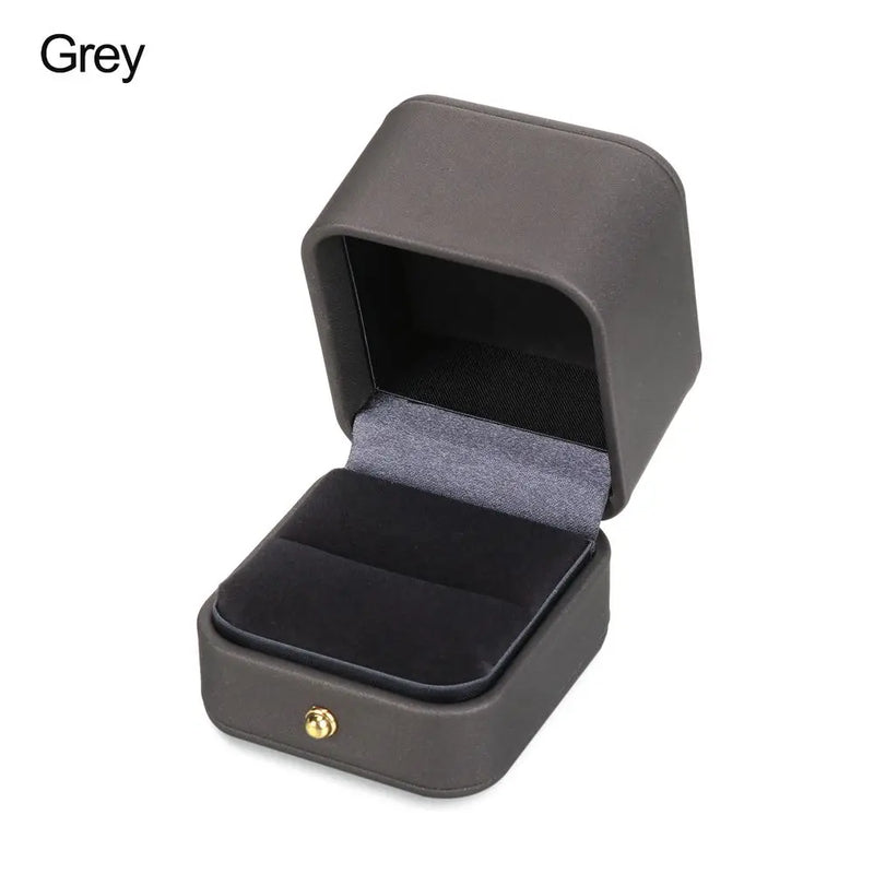 PU Leather Wedding Ring Display Case Jewelry Organizer