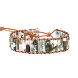 Natural Stone Beads Leather Wrap Bracelet Couples