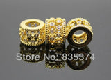 Hollow Flower Zircon Beads Fit European Style Bracelets