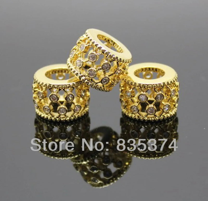 Hollow Flower Zircon Beads Fit European Style Bracelets