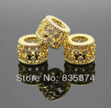 Hollow Flower Zircon Beads Fit European Style Bracelets