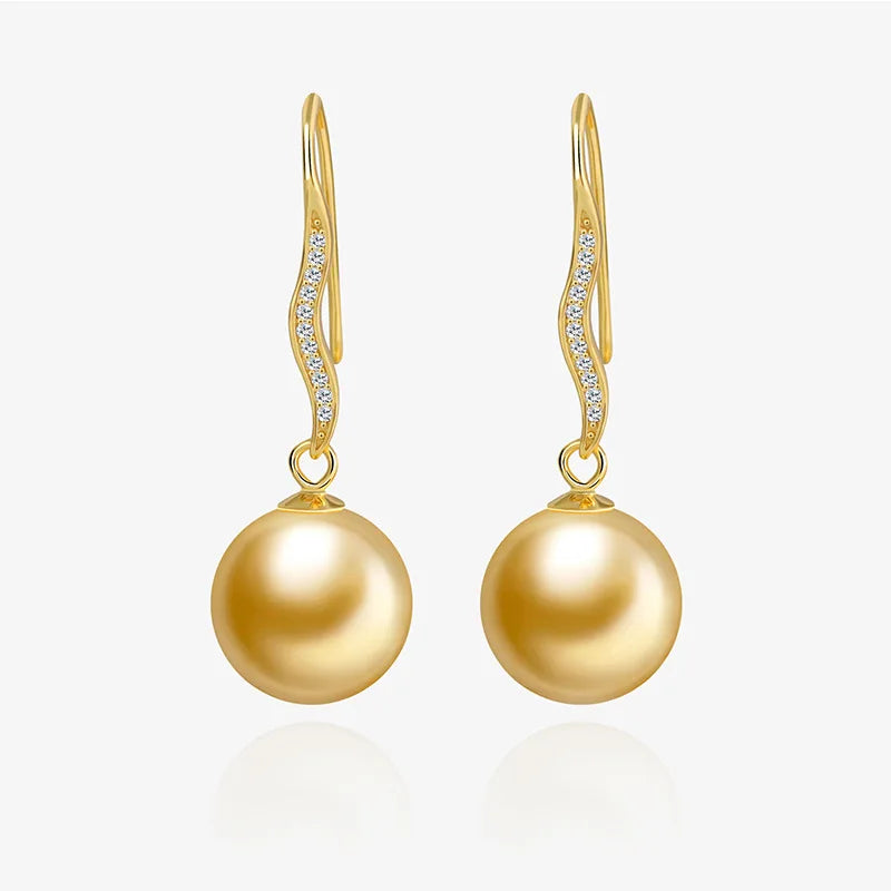 Hot Round Pearl Hoop Earrings S925 Sterling Silver Unique Jewelry