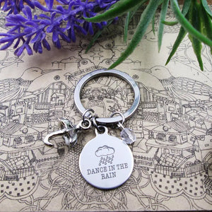 High Key chain dance in the rain with Umbrella stainless steel keyring
