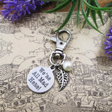 Mad Hatter Keychain with Leaf Stainless Steel Keyring