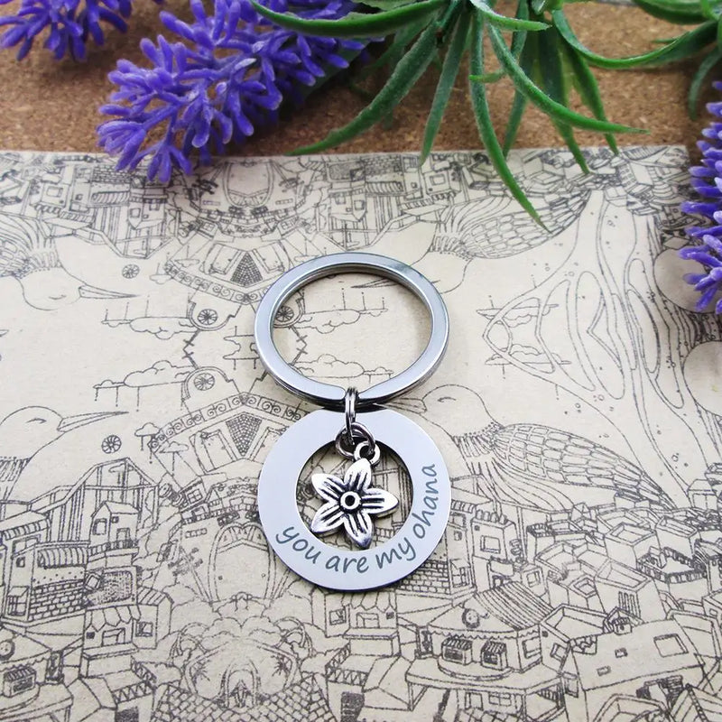 Ohana Flower Steel Keychain Birthday Gift