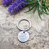 Army Soldier Heart Beads Keychain Stainless Steel Birthday