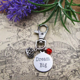 High Keychain Dream Big with crown stainless steel keyring birthday
