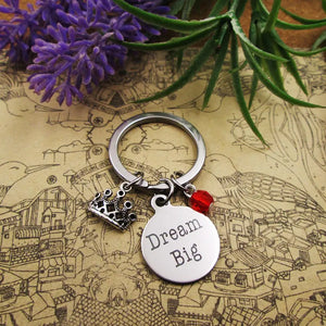 High Keychain Dream Big with crown stainless steel keyring birthday
