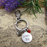 High Keychain Dream Big with crown stainless steel keyring birthday