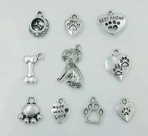 Mixing Animal Dog Paw Prints & Bones Charm Pendant Necklace Bracelet DIY