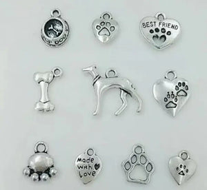 Mixing Animal Dog Paw Prints & Bones Charm Pendant Necklace Bracelet DIY