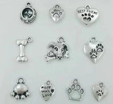 Mixing Animal Dog Paw Prints & Bones Charm Pendant Necklace Bracelet DIY