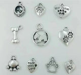 Mixing Animal Dog Paw Prints & Bones Charm Pendant Necklace Bracelet DIY