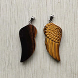 2pcs Tiger Eye Stone Angel Wings Pendants for Jewelry Making