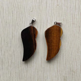 2pcs Tiger Eye Stone Angel Wings Pendants for Jewelry Making