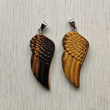 2pcs Tiger Eye Stone Angel Wings Pendants for Jewelry Making