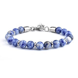 Natural Stone Beads Bracelet Stainless Steel Chain Men Women Jewellery