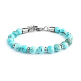 Natural Stone Beads Bracelet Stainless Steel Chain Men Women Jewellery