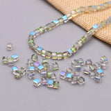 4mm 95pcs Faceted Spacer Crystal Beads Cube Charm Square Glass Bead