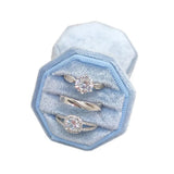Octagonal Wedding Velvet Jewelry Box Ring Storage Display Box