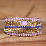 Pink Crystal Leather Wrap Bracelet for Women