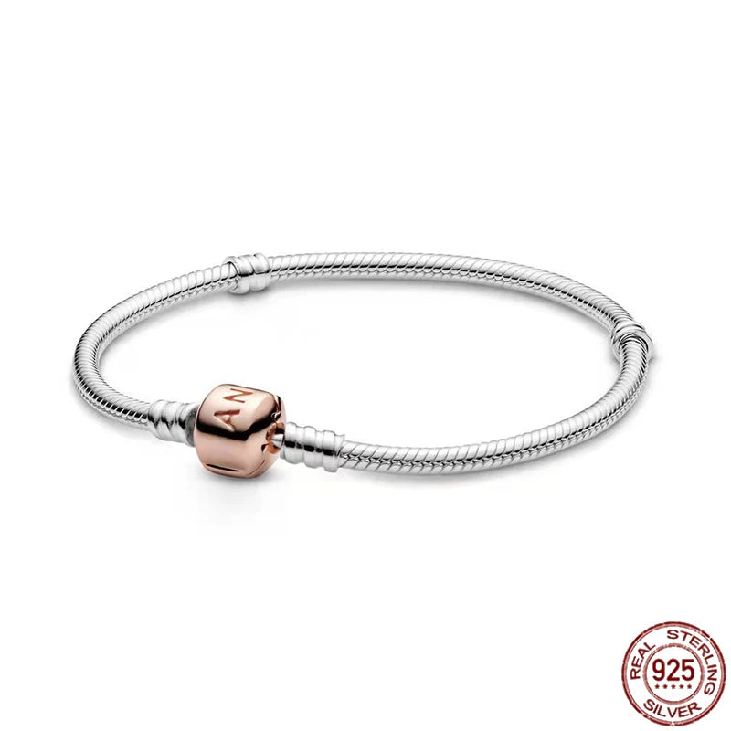 S925 Sterling Silver Snake Bone Bracelet for High-End Beads DIY