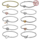 S925 Silver Barrel Snake Bone Bracelet for Charm Beads DIY