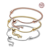 S925 Sterling Silver Rose Adjustable Charm Bracelet for Beads DIY